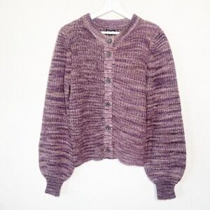 Who What Wear Plum Striped Jeweled Button Cardigan NWT S